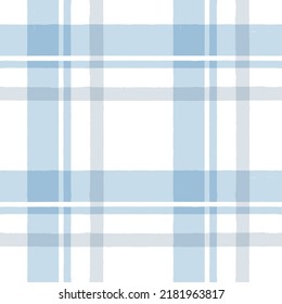 Patrón transparente de Gingham azul. rayas acuarelas, textura tartán para manteles de picnic de primavera, camisas, ropa. pintura de verano con control vectorial