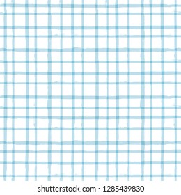 Blue Gingham seamless pattern. Rhombus and squares texture for textile: shirts, plaid, tablecloths, clothes, dresses, bedding, blankets, paper. vector checkered summer paint brush strokes.