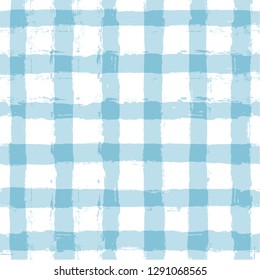 Blue Gingham seamless pattern. Rhombus and squares texture for textile: shirts, plaid, tablecloths, clothes, dresses, bedding, blankets, paper. vector checkered summer paint brush strokes.