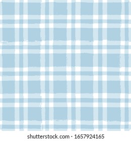 Blue Gingham seamless pattern. watercolor stripes, tartan texture for spring picnic table cloth, shirts, plaid, clothes, dresses, blankets, paper. vector checkered summer paint brush strokes.