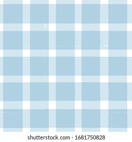 Blue Gingham seamless pattern. watercolor stripes, tartan texture for spring picnic table cloth, shirts, plaid, clothes, dresses, blankets, paper. vector checkered summer paint brush strokes.