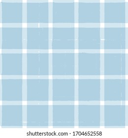 Blue Gingham sin fisuras. rayas de color agua, textura tartán para manteles de picnic de primavera, pantalones, mantas, ropa, vestidos, mantas, papel. trazos de pincel de verano con control vectorial.