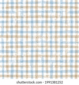 Patrón transparente de Gingham azul. rayas acuarelas, textura tartán para manteles de picnic de primavera, camisas, mantas, ropa, vestidos, mantas, papel. trazos de pincel de verano con control vectorial