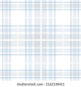 Blauer Gingham nahtloses Muster. Aquarellstreifen, Tartentextur für Picknicktücher im Frühling, Hemden, Plaid, Kleidung, Kleider, Decken, Papier. Vektorschachtel-Sommerpinselstriche.