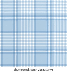 Blue Gingham seamless pattern. Watercolor plaid, tartan texture for spring picnic table cloth, shirts, wallpaper, blankets, paper. vector checkered summer strokes