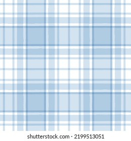 Patrón transparente de Gingham azul. Funda acuarela, textura tartán para manteles de picnic de primavera, camisas, papel tapiz, mantas, papel. trazos de verano con control vectorial