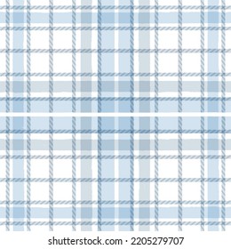 Blauer Gingham nahtloses Muster. Aquarelltuch, Tartan-Textur für Picknicktücher im Frühling, Hemden, Tapeten, Decken, Papier. Vektorschachtel-Sommerstrommeln