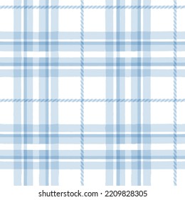 Blauer Gingham nahtloses Muster. Aquarelltuch, Tartan-Textur für Picknicktücher im Frühling, Hemden, Tapeten, Decken, Papier. Vektorschachtel-Sommerstrommeln