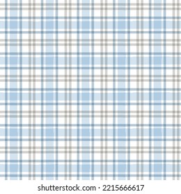Blue Gingham seamless pattern. Watercolor plaid, tartan texture for spring picnic table cloth, shirts, wallpaper, blankets, paper. vector checkered summer strokes