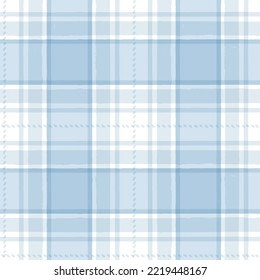 Blue Gingham Seamless Pattern. Watercolor Plaid, Tartan Texture For Spring Picnic Table Cloth, Shirts, Wallpaper, Blankets, Paper. Vector Checkered Summer Strokes