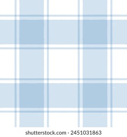 Blue Gingham seamless pattern. Watercolor plaid, tartan texture for spring picnic table cloth, shirts, wallpaper, blankets, paper. vector checkered summer strokes