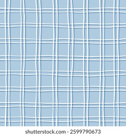 Blue Gingham seamless pattern. watercolor stripes, tartan texture for spring picnic table cloth, shirts, plaid, clothes, blankets, paper. Vector checkered hand paint wavy strokes.