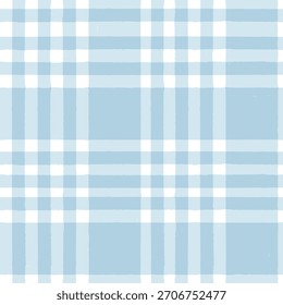 Blue Gingham seamless pattern. Watercolor plaid, tartan texture for spring picnic table cloth, shirts, wallpaper, blankets, paper. vector checkered summer strokes