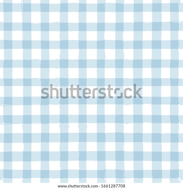 Blue Gingham Seamless Pattern Watercolor Stripes Stock Vector (Royalty