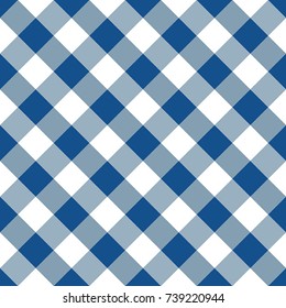 Blue Gingham Tablecloth Seamless Diagonal Pattern