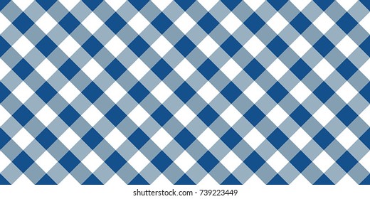 Blue Gingham Tablecloth Seamless Diagonal Pattern