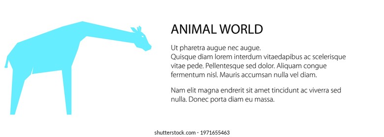 Blue giraffe banner, animal world concept, vector illustration