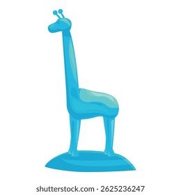 Blue giraffe statue standing on a pedestal, showcasing modern art and design