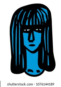 blue girl face