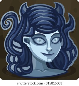 Fantasma de chica azul. Ilustración del vector