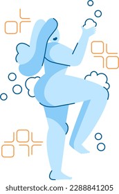Blue girl in the shower, self love.