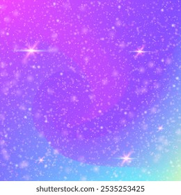 Convite para Garota Azul. Fundo de Unicórnio. Princesa Gradiente. Conto de fadas Fantasia Malha. Holograma Kawaii Rosa. Padrão Purple Blurred. Textura mágica. Gradiente de Princesa Doce.