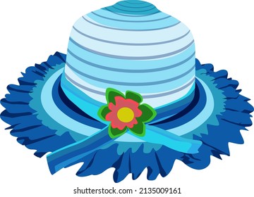 Blue girls hat, illustration, vector on a white background.