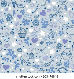 Blue girly seamless pattern