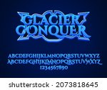 blue glacier conquer fantasy ice rpg games logo title text effect