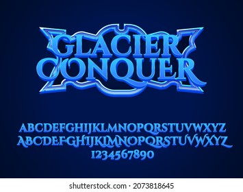 Blue Glacier Conquer Fantasy Ice Rpg Games Logo Title Text Effect