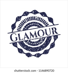 Blue Glamour distressed rubber stamp