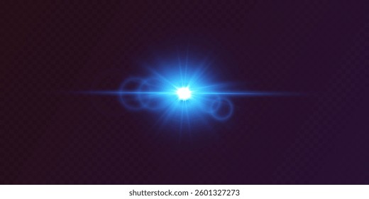 A blue glare of light and a flash of a star.