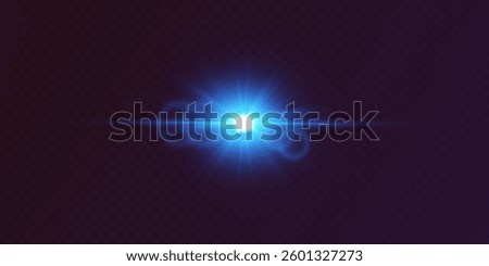 A blue glare of light and a flash of a star.