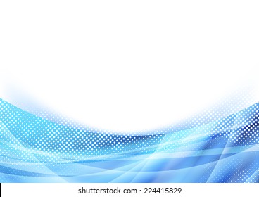Blue glare wave dotted particle background. Vector illustration
