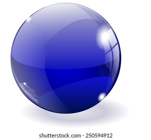 Blue glass ball - realistic vector