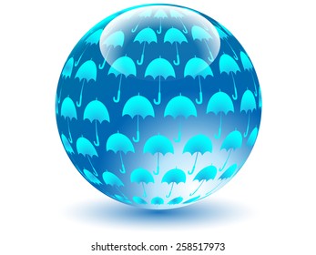 Blue glass bead texture umbrella.Vector