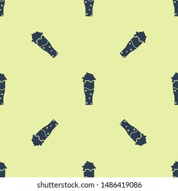 Blue Glass of beer icon isolated seamless pattern on yellow background.  Vector Illustration