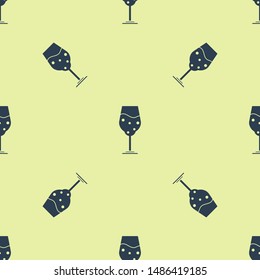 Blue Glass of beer icon isolated seamless pattern on yellow background.  Vector Illustration