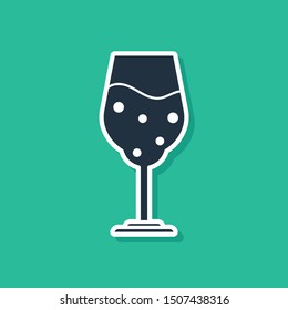 Blue Glass of beer icon isolated on green background.  Vector Illustration