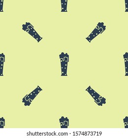 Blue Glass of beer icon isolated seamless pattern on yellow background.  Vector Illustration