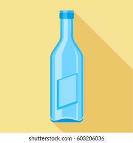 Blue glass bottle icon. Flat illustration of blue glass bottle vector icon for web