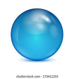 blue glass bowl isolated on white background.shiny sphere.vector