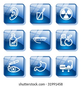 Blue glass button 13