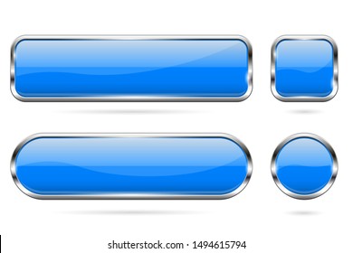 Blue Glass Buttons Chrome Frame Vector Stock Vector (Royalty Free ...