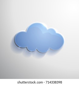 Blue glass cloud vector icon