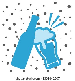 blue glass cups cheers icons illustration with dots background.-vector