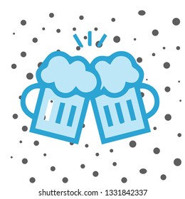 blue glass cups cheers icons illustration with dots background.-vector