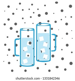 blue glass cups cheers icons illustration with dots background.-vector