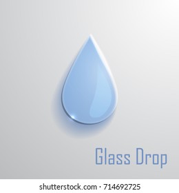 blue glass drop vector icon