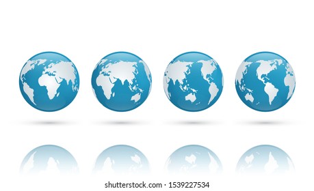 Blue Glass Earth Globe. World Map. EPS10 Vector